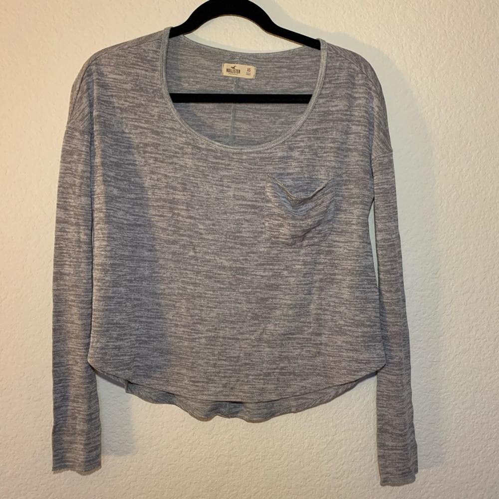Hollister Grey Heathered Flowy Long Sleeve